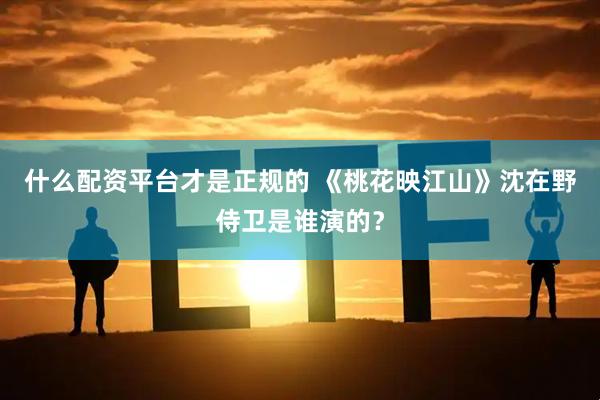 什么配资平台才是正规的 《桃花映江山》沈在野侍卫是谁演的？